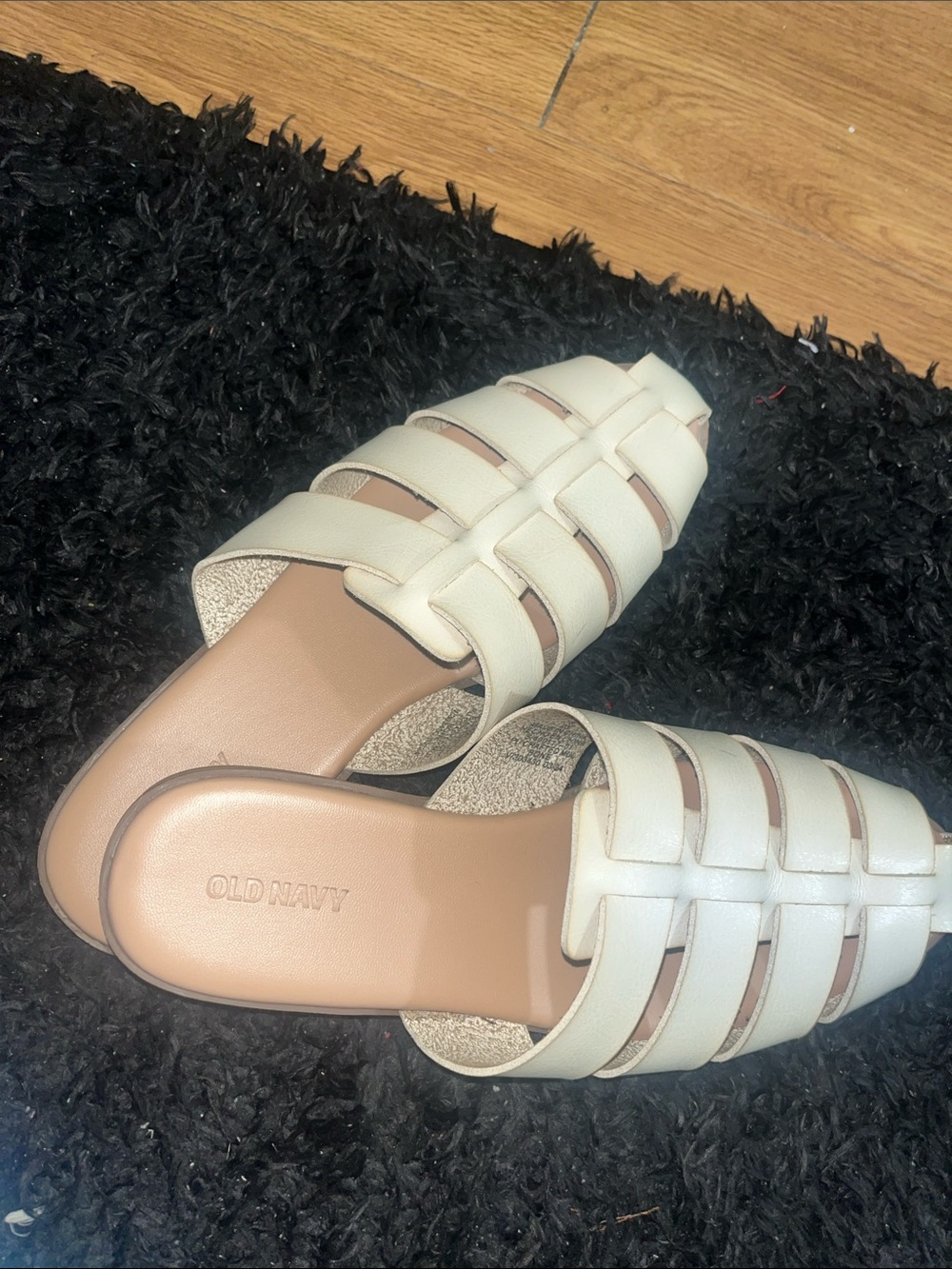 Old Navy Cream Woven Slide Mules